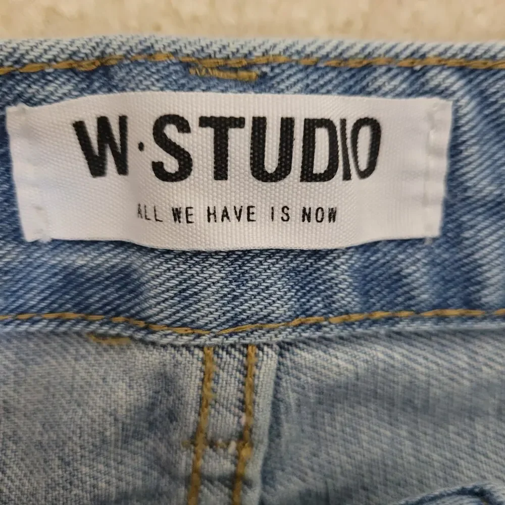 NWT W.Studio Streamgirl M Denim Pencil Straight Maxi Skirt High Front Slit